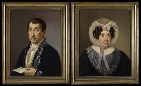 Adeodato Malatesta "Ritratto di marchese e ritratto di gentildonna" coppia di di