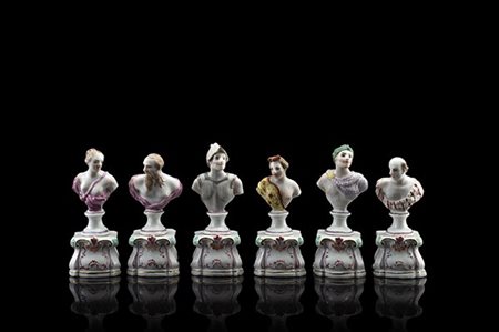 Manifattura di Ginori, Doccia, secolo XVIII. Sei busti in porcellana policroma
