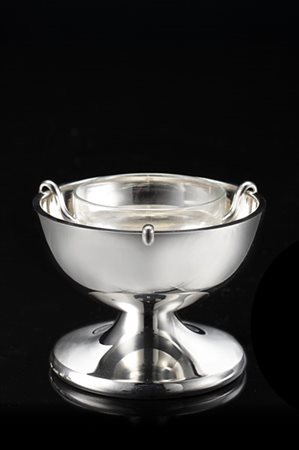 Porta caviale in argento con vaschetta in vetro, contenuto in scatola originale