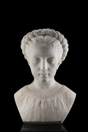 Cerchia di Jean-Antoine Houdon (Versailles 1741 - Parigi 1828) "Fanciulla" mezz