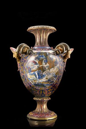 Manifattura di Gualdo Tadino, secolo XX, Alfredo Santorelli. Vaso in ceramica p