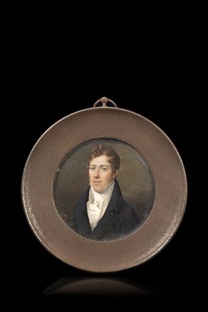 Henri Joseph Hesse (attr.) "Ritratto di giovinetto" miniatura tonda su avorio (d