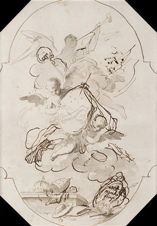 Artista del secolo XVIII

Soggetto allegorico, studio per un affresco
Penna e i