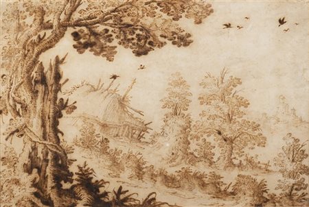 Ercole Bazzicaluva (attr.)

Paesaggio con capanna
Penna e inchiostro bruno su ca