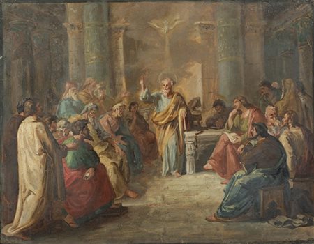 Artista del secolo XIX

Predica di San Pietro
Olio su carta cm 39,5x51 circa
In