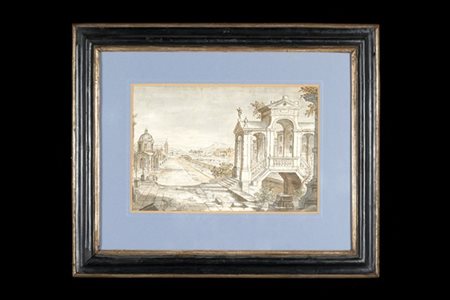 Scenografo italiano della fine del secolo XVIII

Paesaggio scenografico
Penna e