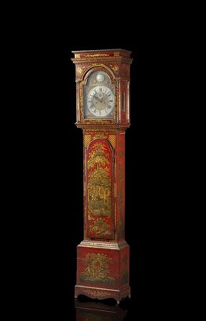 SAM GUY LONDON
Orologio a cassa lunga in legno laccato a chinoiserie su fondo r