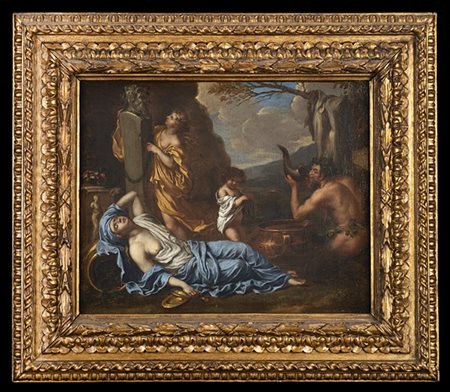 Scuola francese del secolo XVII

Infanzia di Bacco
Olio su tela cm 36x45,8
In c