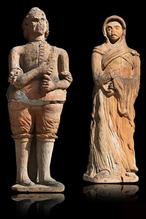 Clemente Vantini "Figura maschile e figura ammantata" due sculture in terracotta