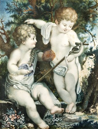 Artista della fine del secolo XVIII

San Giovannino e Gesù Bambino
Miniatura su