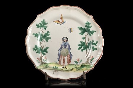 Manifattura di Felice Clerici, Milano, 1770/90. Piatto in maiolica policroma a