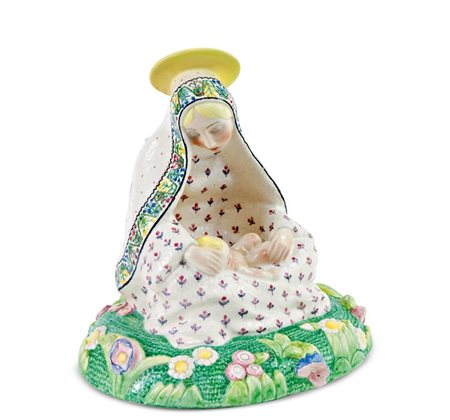 LENCI Sandro Vacchetti Madonna dei gigli Statuetta in ceramica policroma....