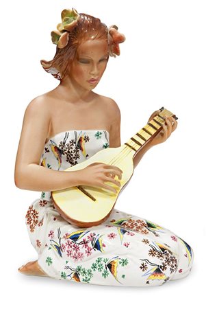 LE BERTETTI Honolulu Statuetta in ceramica a colaggio dipinta in policromia....