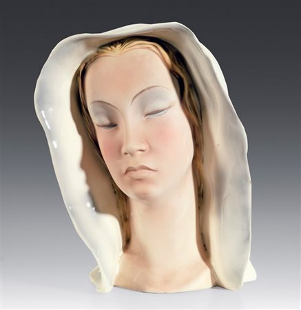 LE BERTETTI Malinconia Statuetta in ceramica eseguita a colaggio, decorazione...
