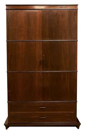 STURANI MARIO Armadio a due ante e due cassetti, decoro a fasce in legni...