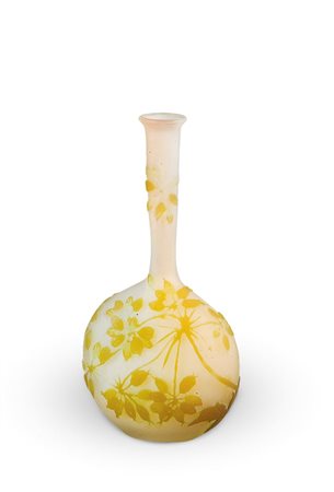 GALLE' Vaso soliflore con base a bulbo in vetro doppio, decoro di...