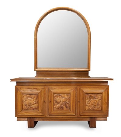 MARAINI OTTO Grande credenza con specchiera in legno di frassino. Credenza...