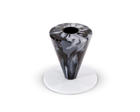 ASTI SERGIO Vaso in vetro trasparente con striature opaline bianche...