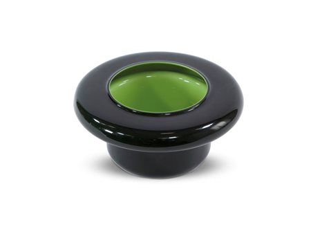 ASTI SERGIO Vaso in vetro nero incamiciato verde. Inciso alla punta S. Asti...
