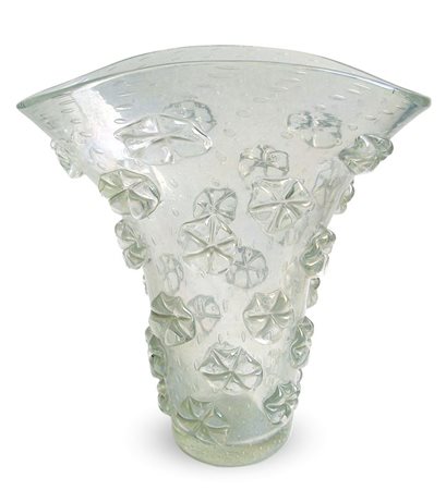 BAROVIER ERCOLE Vaso a Stelle Vetro spesso e pesante incolore a bolle con...