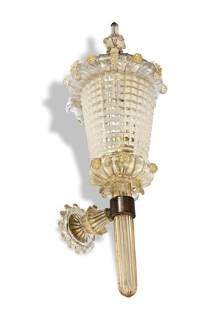 SEGUSO Applique in vetro con inclusioni in oro Decorazioni applicate a caldo....