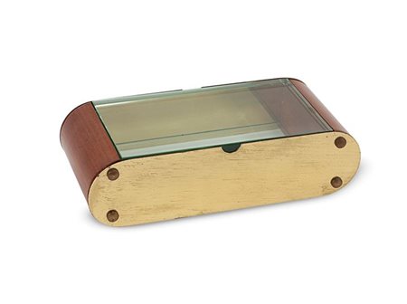 SCATOLA Scatola in legno con fondo e coperchio in cristallo, fianchi in...