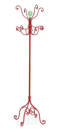 FORNASETTI PIERO Portamantelli in ferro battuto laccato rosso con elemento...