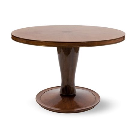 COLLI PIER LUIGI Tavolo in legno di palissandro con sostegno centrale, piano...