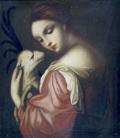 Ambito del Padovanino XVII secolo "Sant'Agnese" cm. 50x42 - olio su tela...