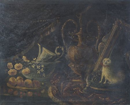 Maestro del XVII secolo "Grande natura morta" cm. 110x140 - olio su tela...