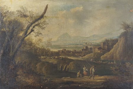 Scuola veneta del XVIII secolo "Paesaggio agreste" cm. 76X118 - olio su tela...