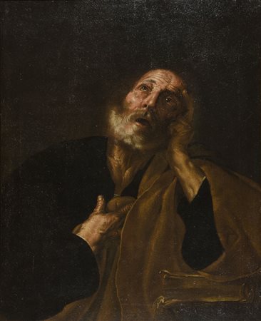 Scuola napoletana del XVII secolo "San Pietro" cm. 84x68 - olio su tela foderata