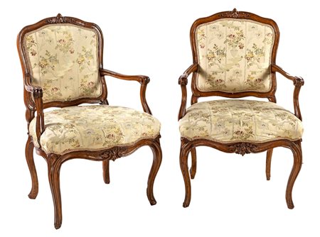 
Pair of walnut armchairs