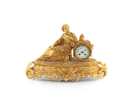 
Gilded bronze fireplace clock