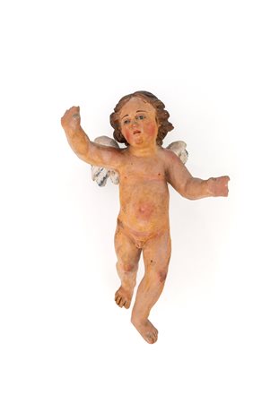 
Polycrome terracotta cherub