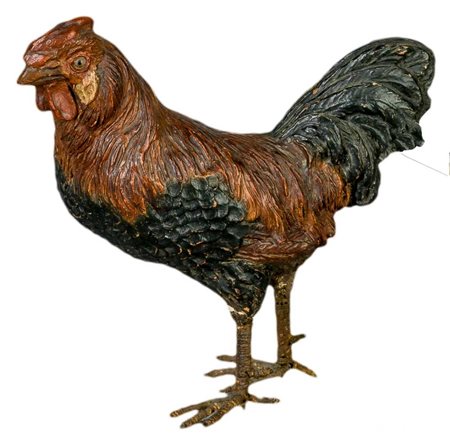 
Polycrome terracotta hen