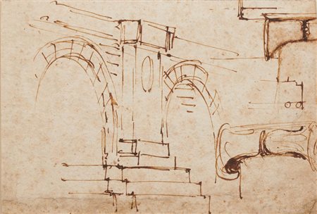Gaspare Vanvitelli [cerchia di] (1653 - 1736) DUE DISEGNI Studio per due...
