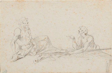 Scuola Veneta del XVIII secolo DUE FIGURE MASCHILI A COLLOQUIO Matita di...