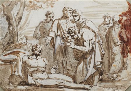 Scuola Neoclassica DIOGENE (?) Penna e inchiostro bruno, matita di grafite e...