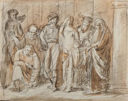 Scuola Lombarda del XIX secolo SCENA STORICA Gessetto nero e inchiostro...