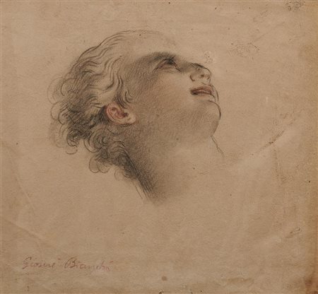 Giosuè Bianchi (1803 - 1875) STUDIO DI VOLTO DI FANCIULLO Gessetto nero e...