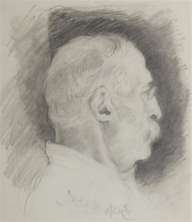 Arturo Rietti (1863 - 1943) AUTORITRATTO Gessetto nero. mm 260x233. Firmato...