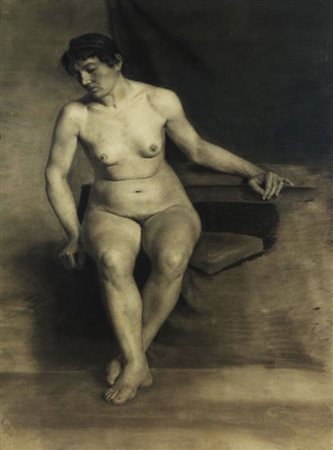 Scuola Francese del XIX secolo NUDO FEMMINILE matita e carboncino su carta,...