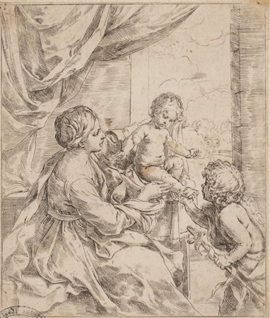 Guido Reni MADONNA CON BAMBINO E SAN GIOVANNINO acquaforte smarginata, cm...