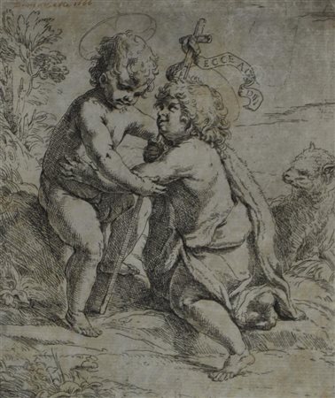 Guido Reni GESU E SAN GIOVANNINO acquaforte smarginata, cm 15,5x13...