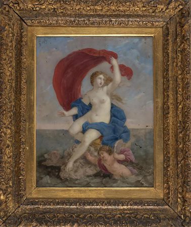 Artista Francese del XVIII secolo GALATEA olio su rame, cm 37,5x30 firmato F....