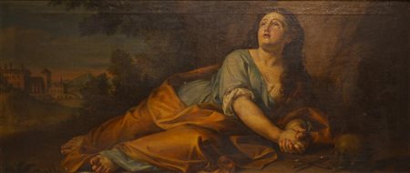 Scuola Italiana del XVII secolo Maddalena Olio su tela, cm 56x123