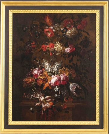 Pieter Casteels III COMPOSIZIONE FLOREALE olio su tela, cm 77x60 firmato...