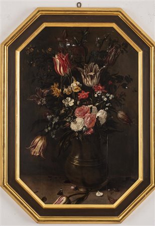 Daniel Seghers (attribuito a) NATURA MORTA CON FIORI olio su tavola, cm 80x53...