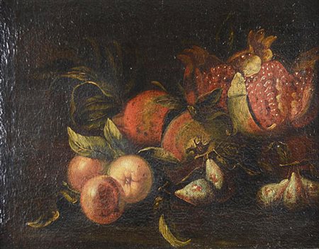 Scuola del XIX secolo NATURA MORTA CON MELOGRANO olio su tela, cm 35x45